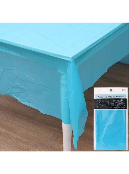 Image of Caribbean Blue 270cm Plastic Table Cover