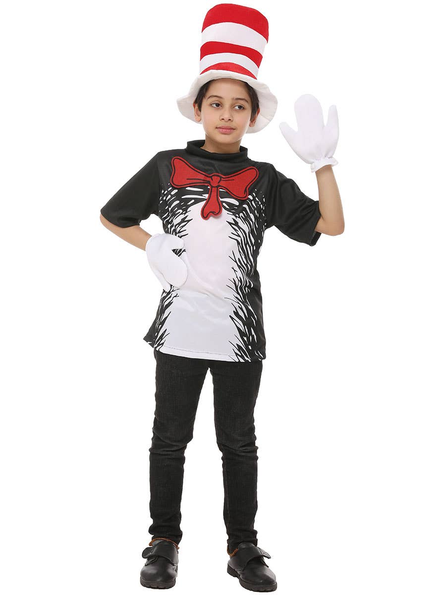 Image of Cat in the Hat Kid's Dr Seuss Inspired Book Week Costume - Alternate View