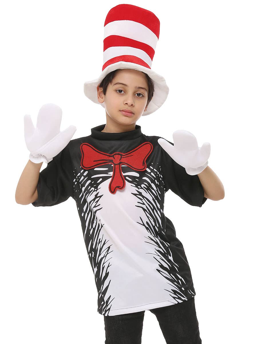 Image of Cat in the Hat Kid's Dr Seuss Inspired Book Week Costume - Close View