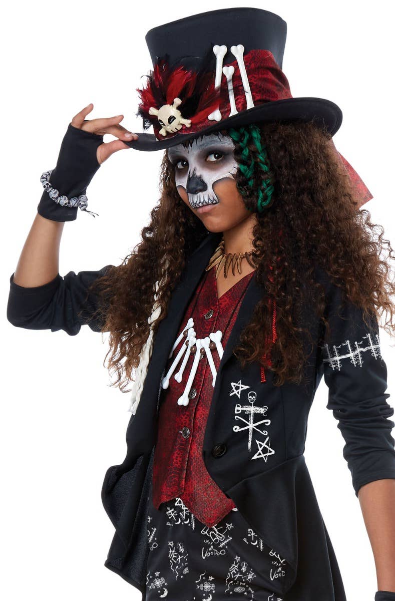 Voodoo Charm Witch Doctor Tween Girls Halloween Costume - Close Up