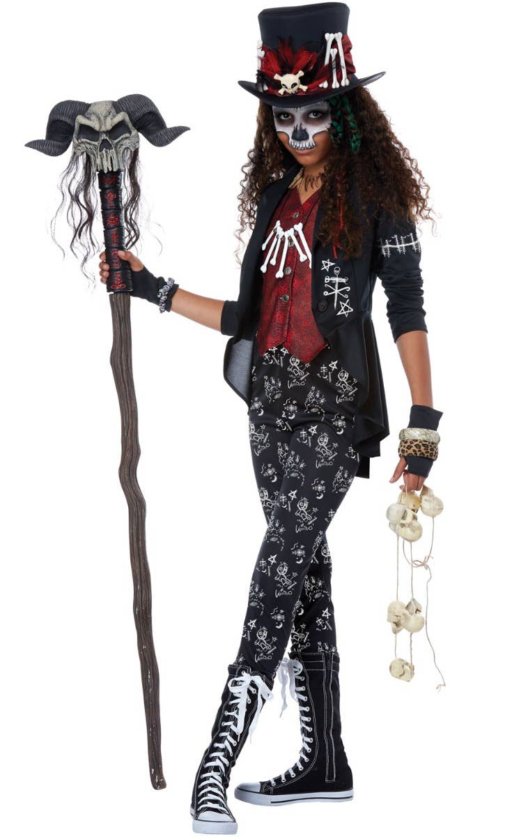 California Costumes Voodoo Charm Girls Black Ancient Witch Doctor Kids Fancy Dress Costume - Alternative View