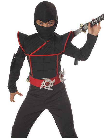 Black Ninja Warrior Boy's Book Week Costume Close Front Image