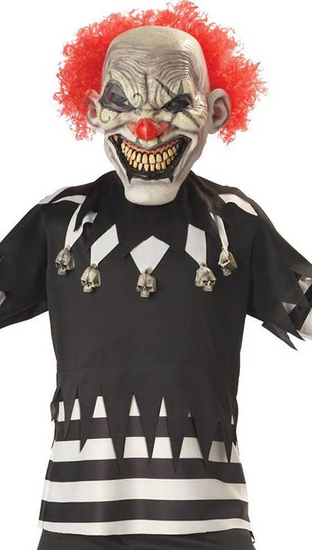 Creepy Clown Boys Halloween Fancy Dress Costume - Close Up Image