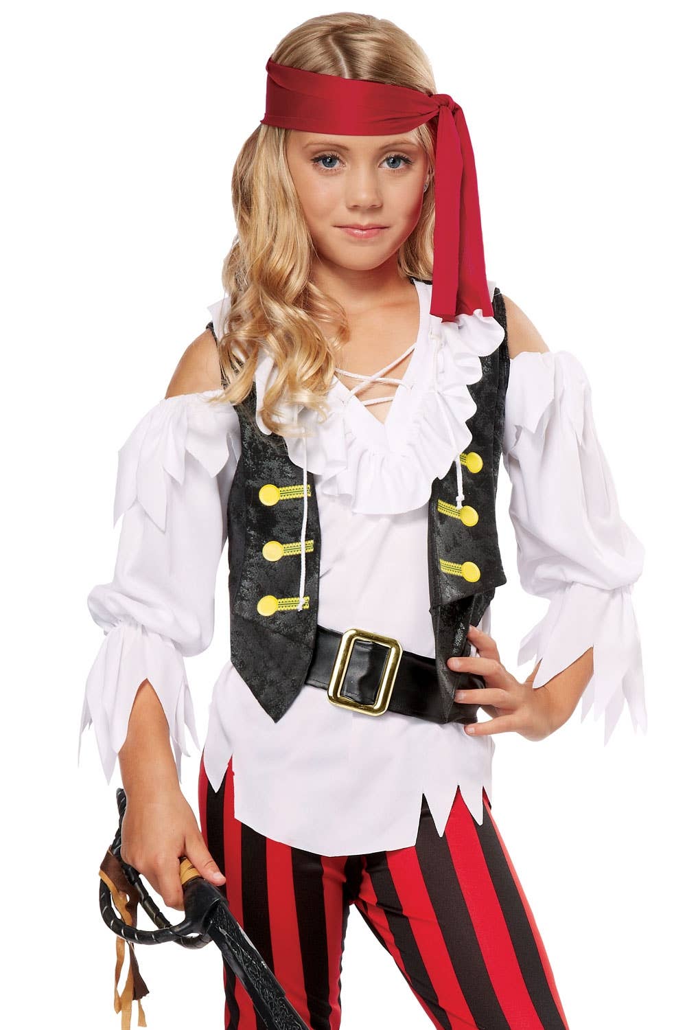 Girls Pirate Posh Black White And Red Costume Image 2