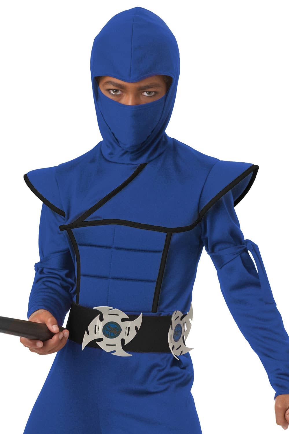 Stealth Ninja Japanese Blue Bodysuit Costume Front Image