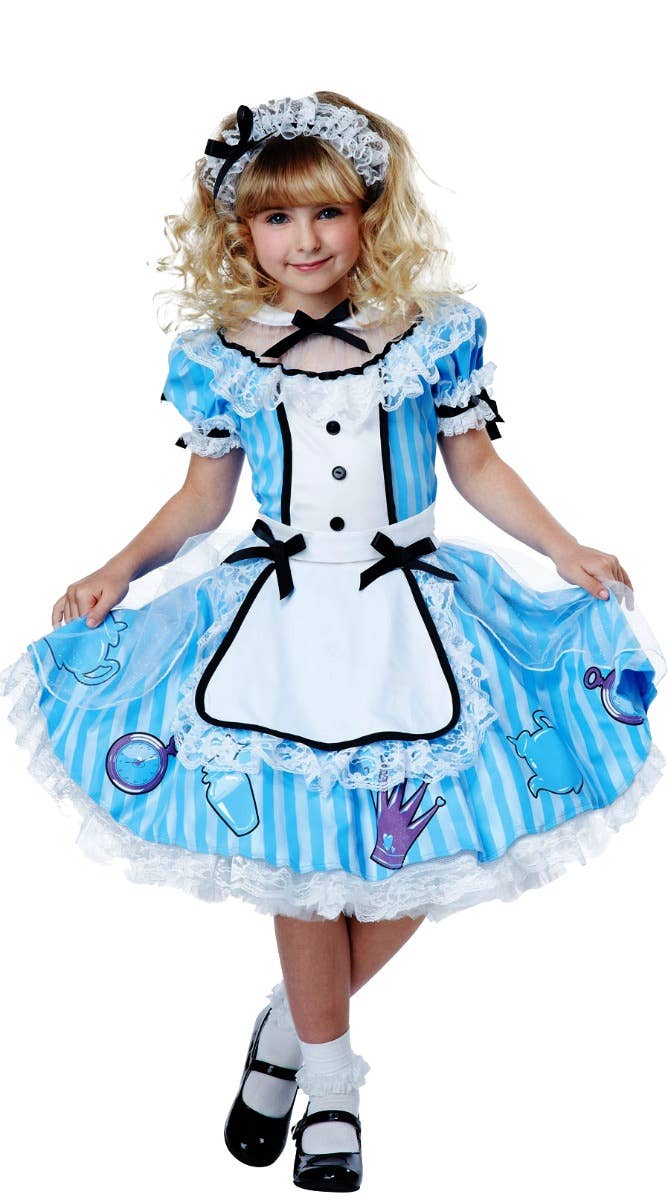 Alice In Wonderland Deluxe Girls Book Week Fancy Dress Costume Image 2