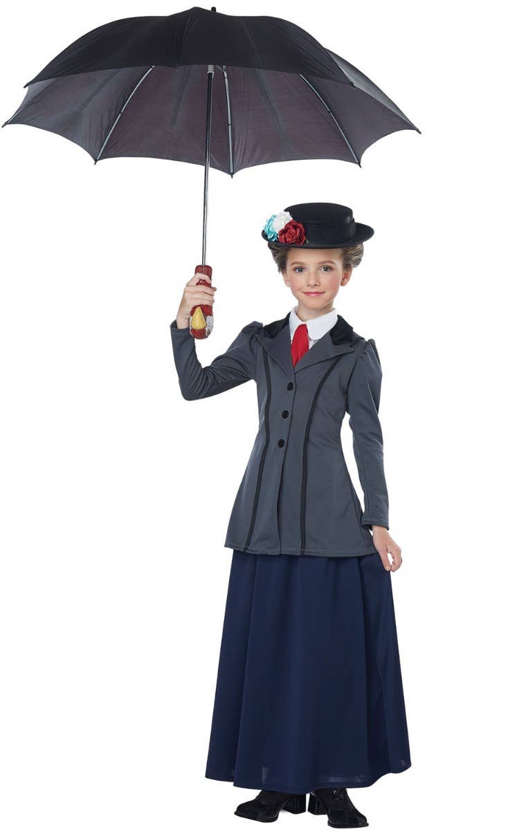 English Nanny Girls Mary Poppins Fancy Dress Costume Full Main Image