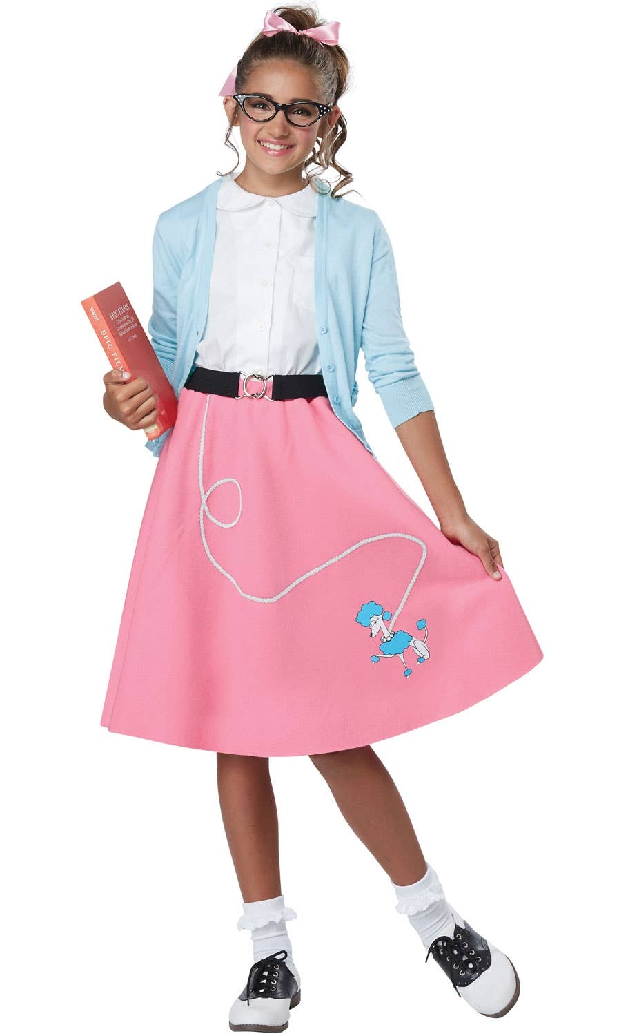 Pink Poodle 50s Skirt Rock and Roll Girls Costume - Main Image