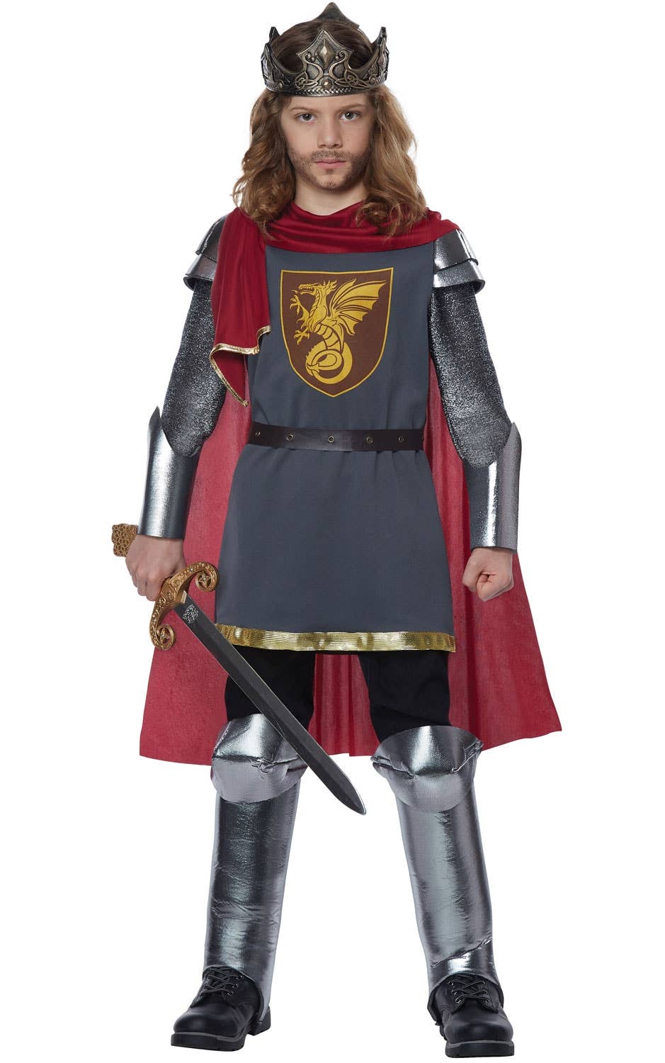 Medieval King Red and Silver Boys Costume Main Image
