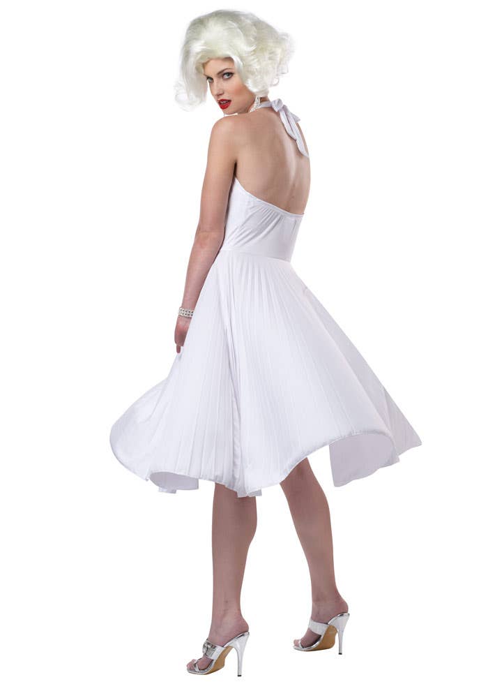 Deluxe Marilyn Monro Classic Sexy White Dress Womens Fancy Dress Costume - side image