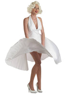 Deluxe Marilyn Monro Classic Sexy White Dress Womens Fancy Dress Costume - main imag