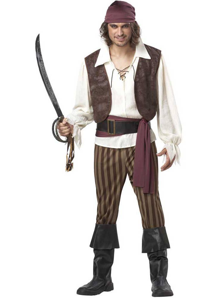 Rogue Pirate Deluxe Men's Buccaneer Fancy Dress Costume -  Image