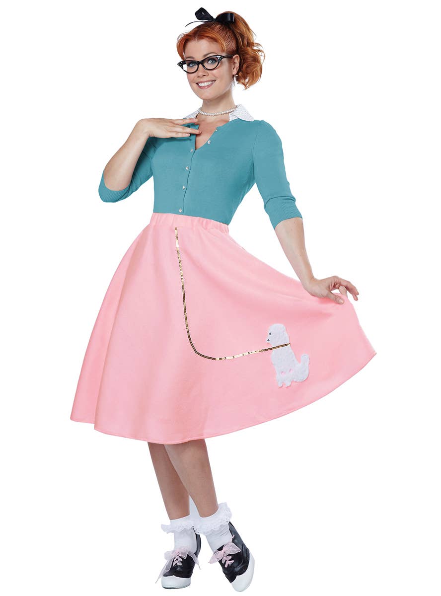 Pale Pink Women's 50's Poodle Skirt Costume Front View
