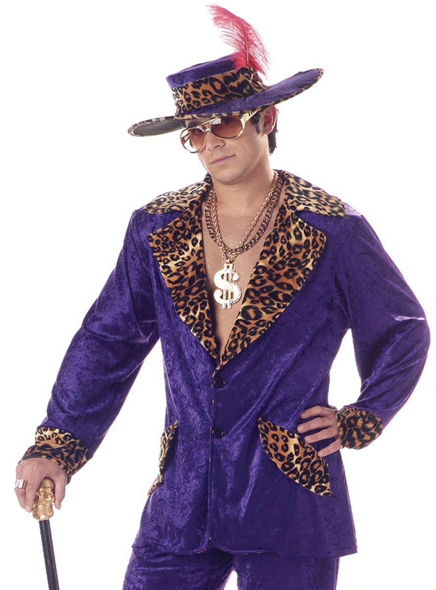 Purple Velvet Mac Daddy Pimp Costume for Men - Close Image