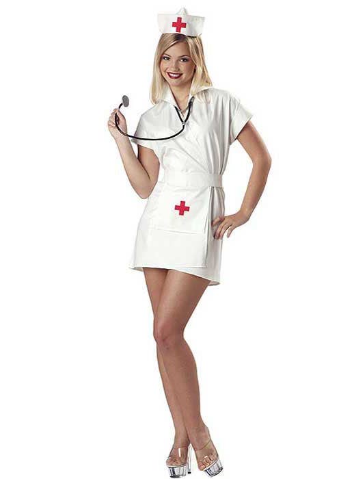 Women's White And Red Sexy Nurse Outfit Fancy Dress Costume Alternate Image