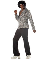 Silver Holographic Men's 70's Disco Costume Shirt - Main Image