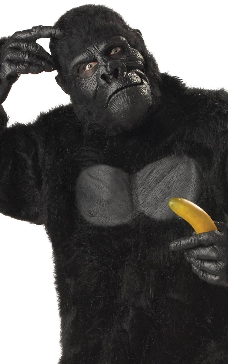 King Kong Black Fur Gorilla Adult's Costume Close Up Image