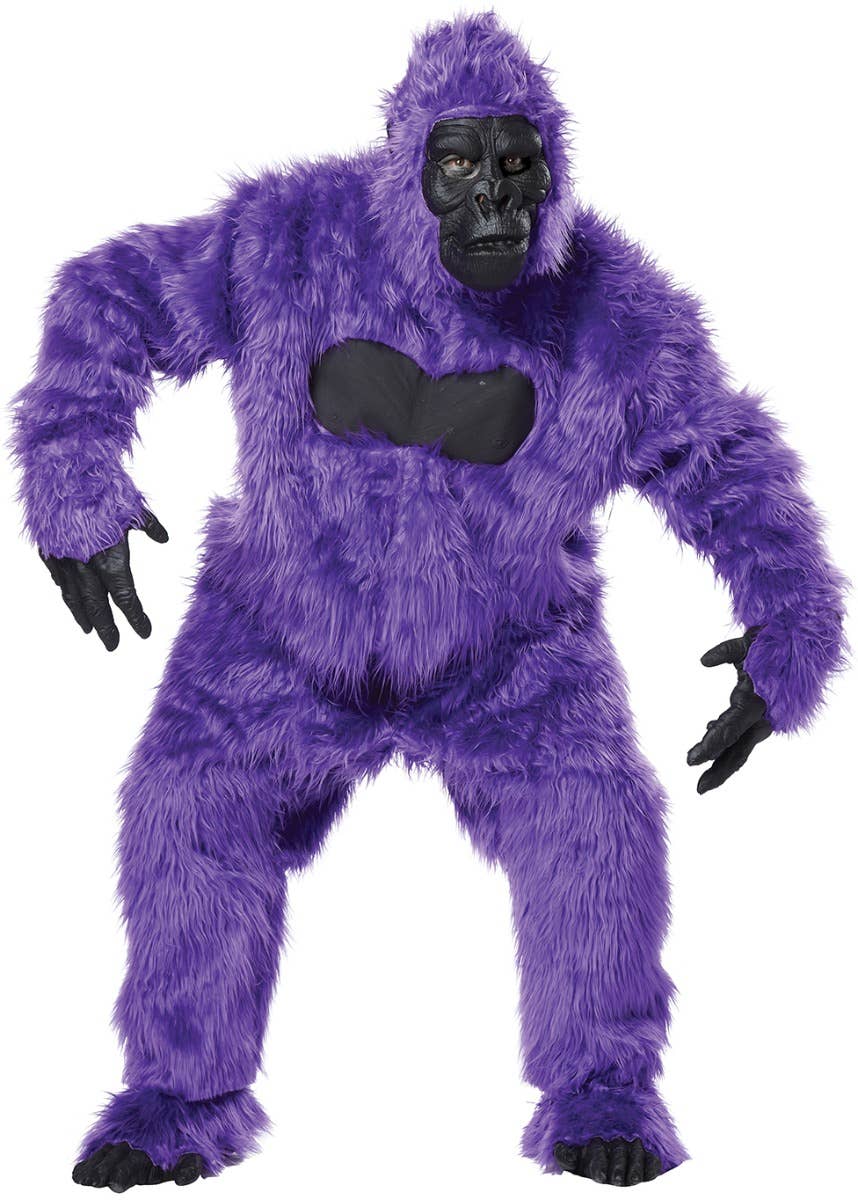 Deluxe Bright Purple Adult's Gorilla Suit Fancy Dress Costume Main Image
