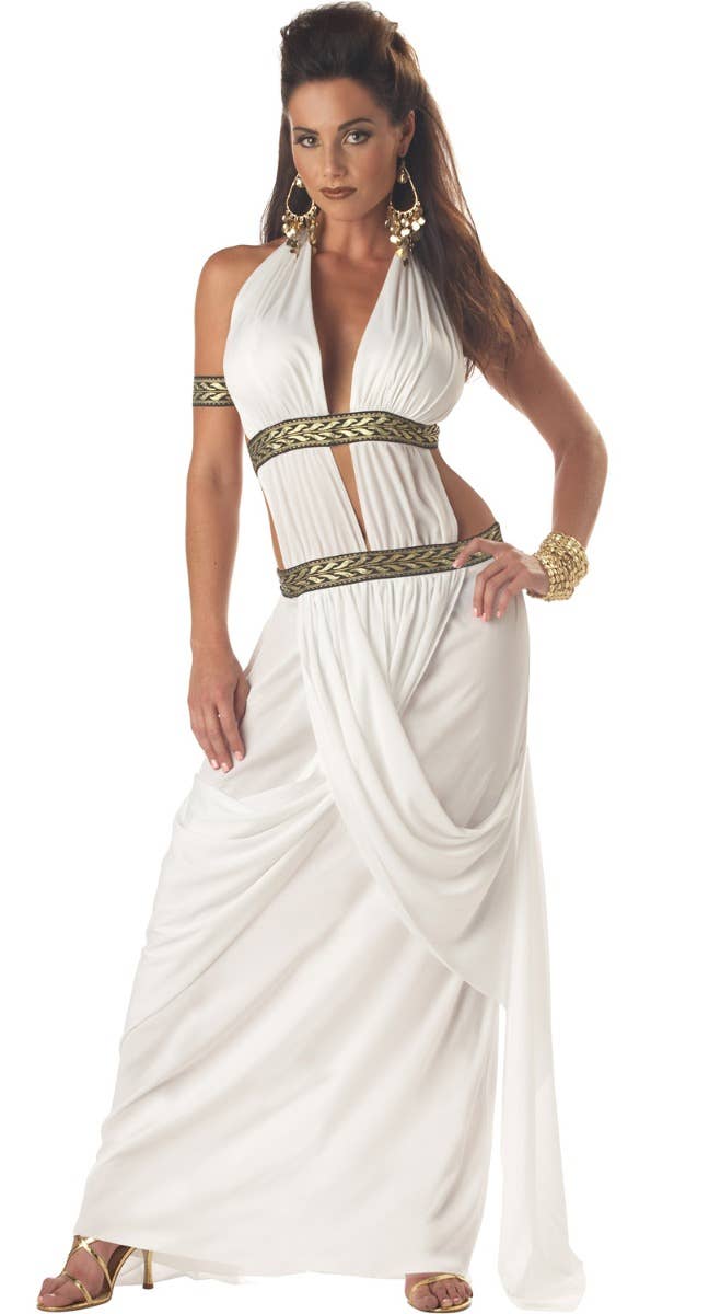 Sexy Spartan Queen Women's White Toga Costume Main Image