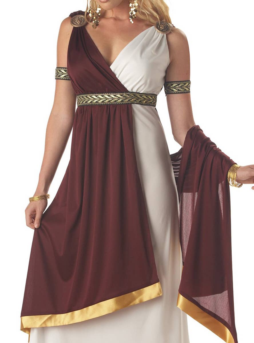 Women's Ancient Roman Empress Costume Close Up View