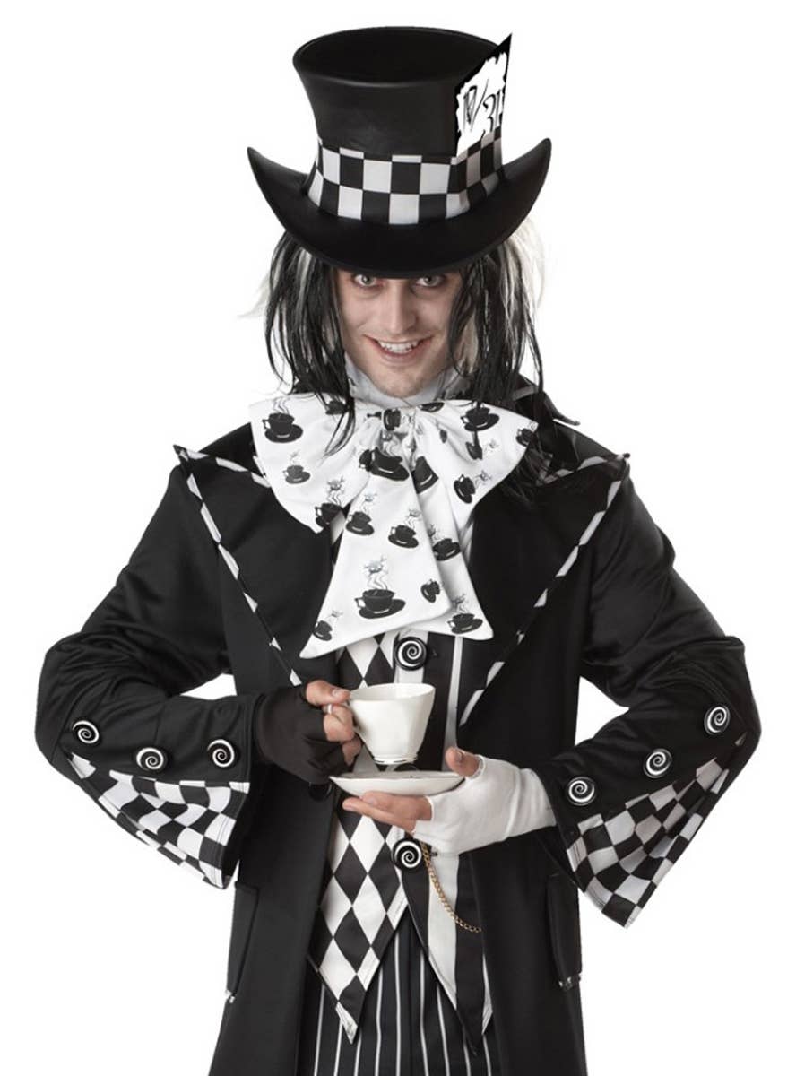 Deluxe Black and White Gothic Mad Hatter Men's Halloween Costume - Alternative Image