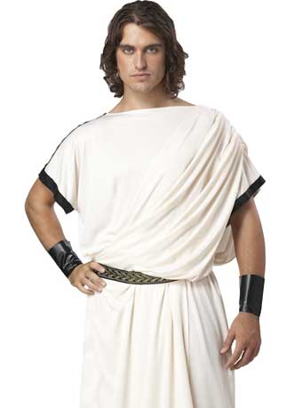 Deluxe Men's Classic White Toga Costume - Close Up Image 1