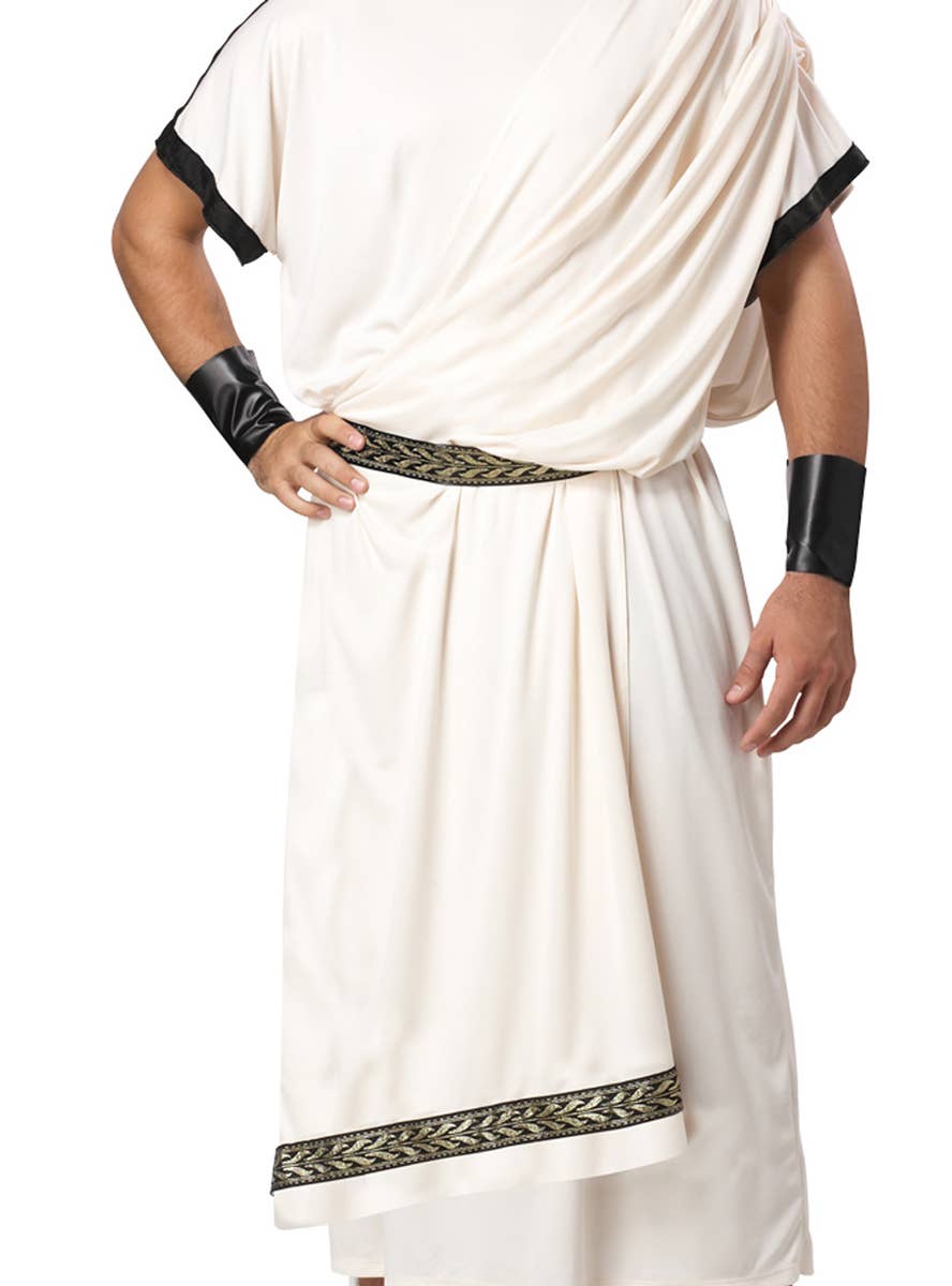 Deluxe Men's Classic White Toga Costume - Close Up Image 2