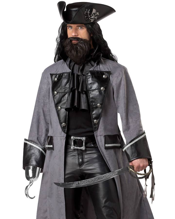 Deluxe Men's Blackbeard the Pirate Fancy Dress Costume Close Up Jacket