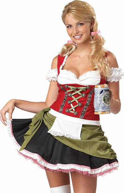 Womens Bavarian Bar Maid Fancy Dress Costume Close