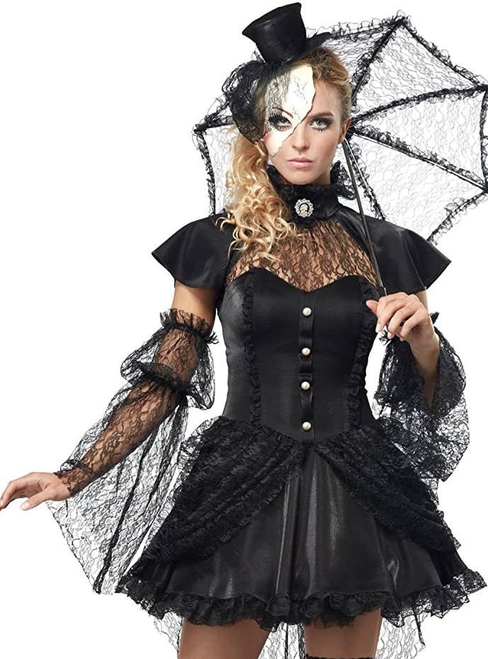 Women's Deluxe Sexy Victorian Doll Halloween Costume Close View