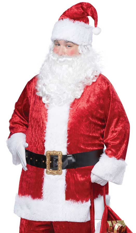 Men's Santa  Suit Classic Velvet Father Christmas Costume Close