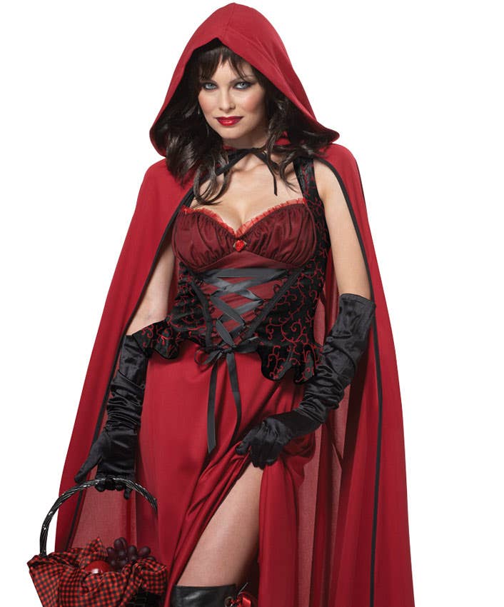 Womens Sexy Dark Red Riding Hood Halloween Costume for Adults - Close Image