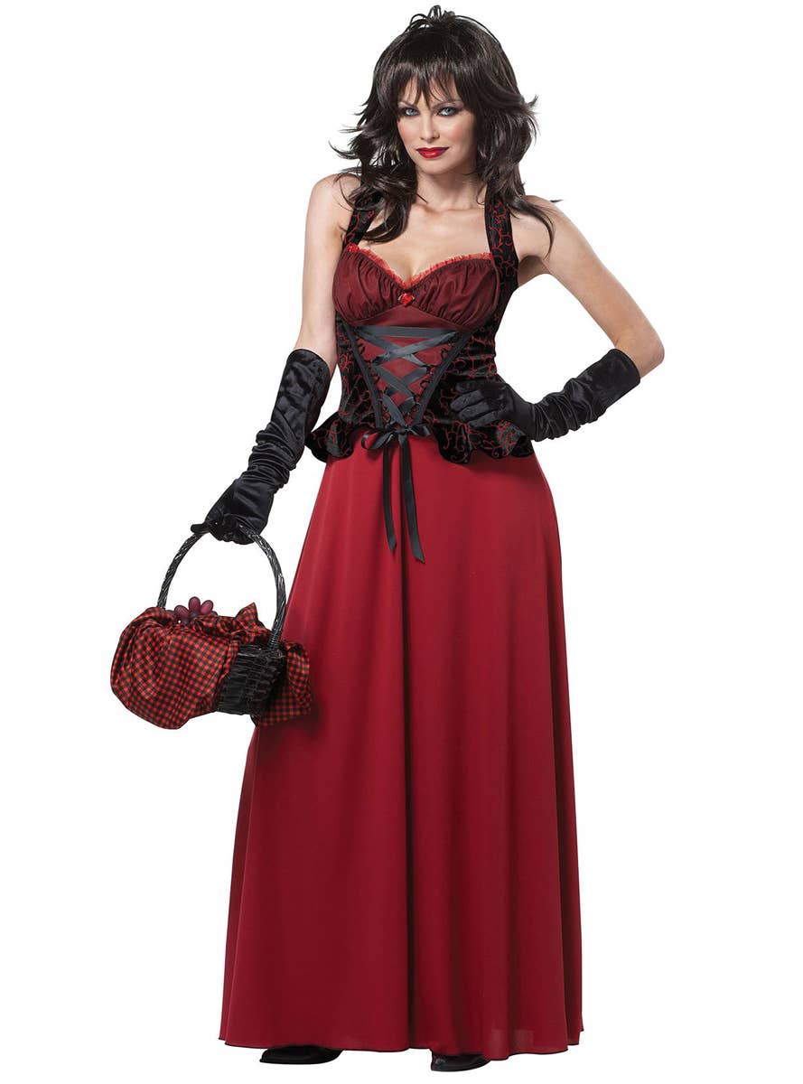 Womens Sexy Dark Red Riding Hood Halloween Costume for Adults - Alt Image