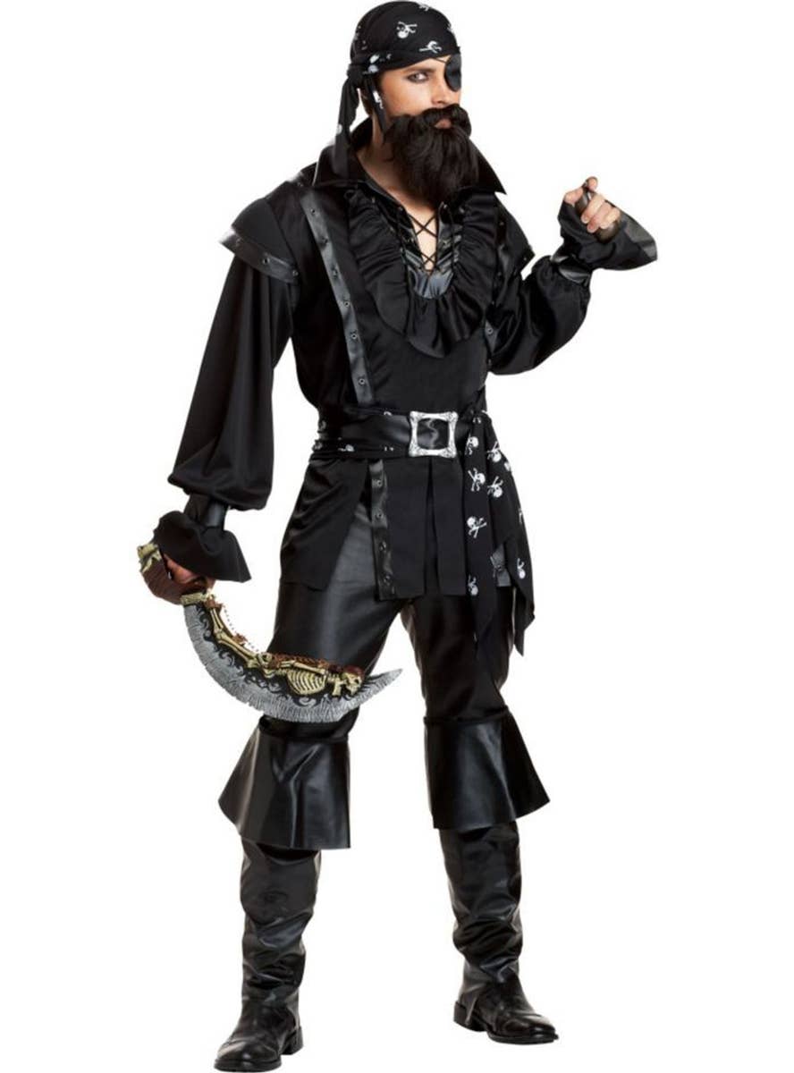 Black Swashbuckling Men's Pirate Costume - Alternative Image