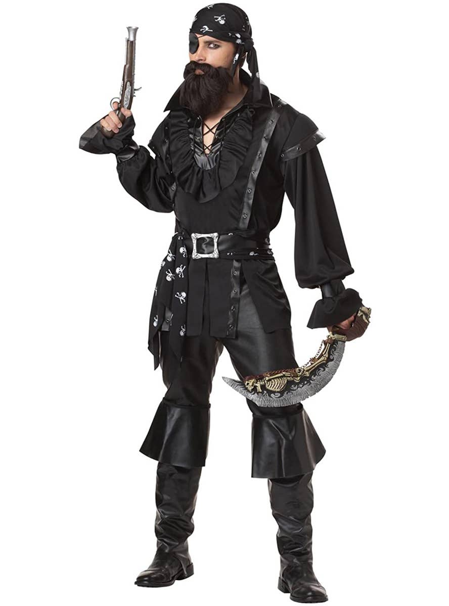Black Swashbuckling Men's Pirate Costume - Main Image