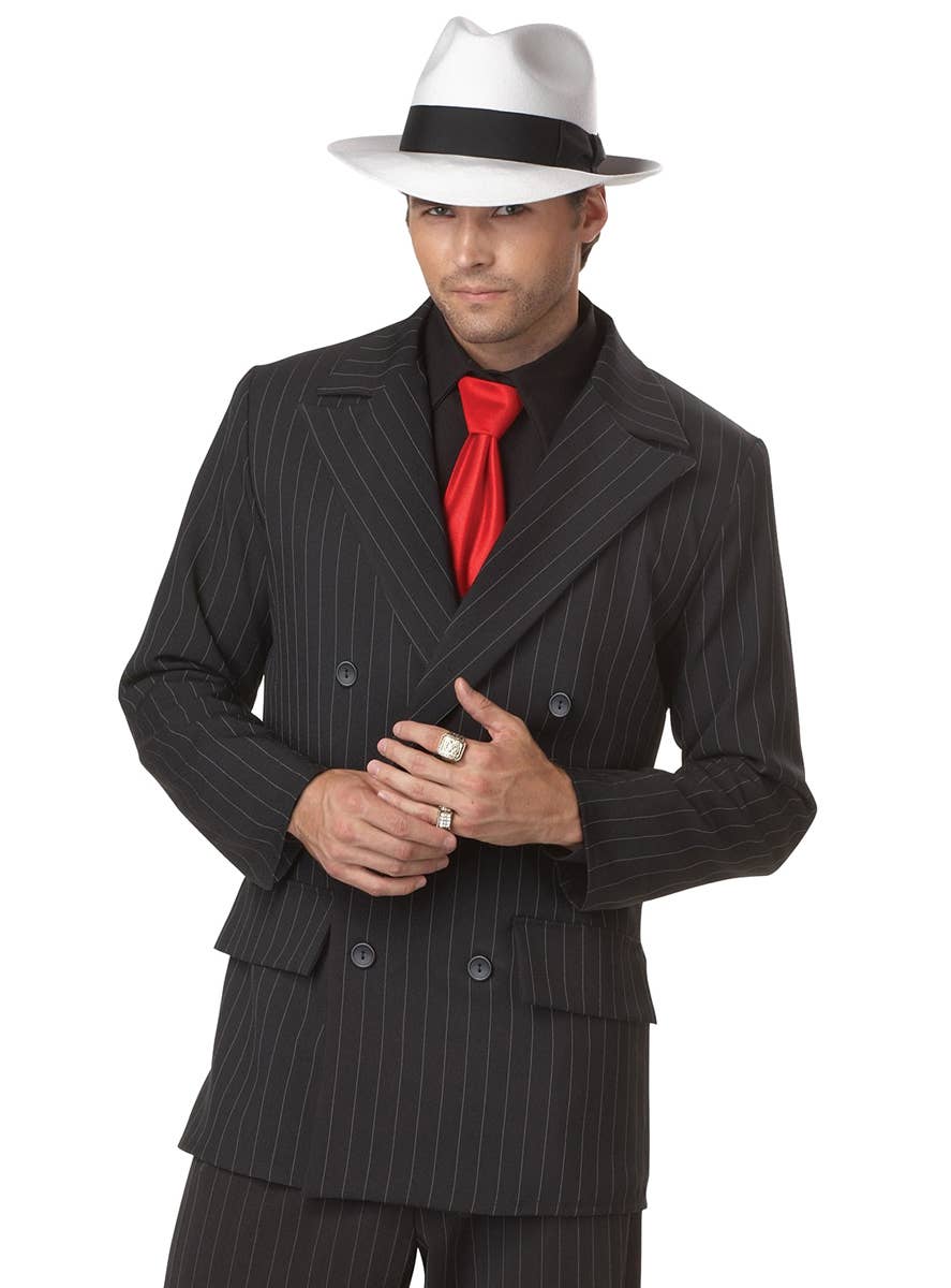 Men's 1920s Mob Boss Gangster Costume Close Up Image