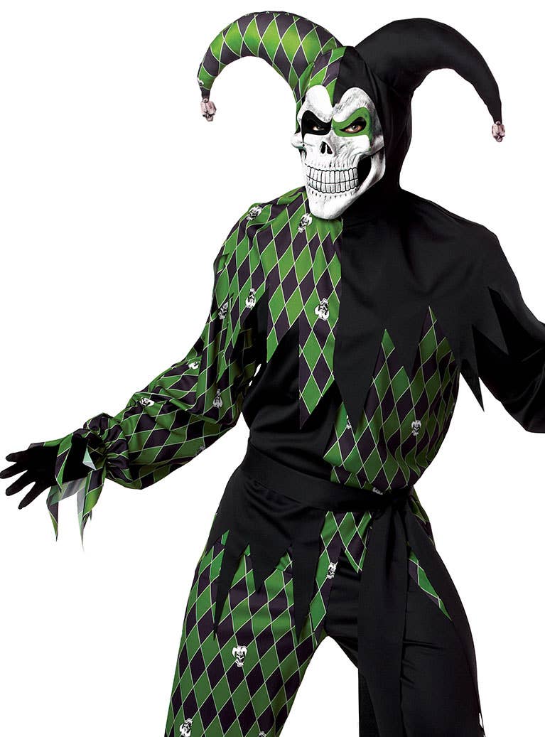 Image of Jokes On You Men's Green Jester Halloween Costume - Close Image