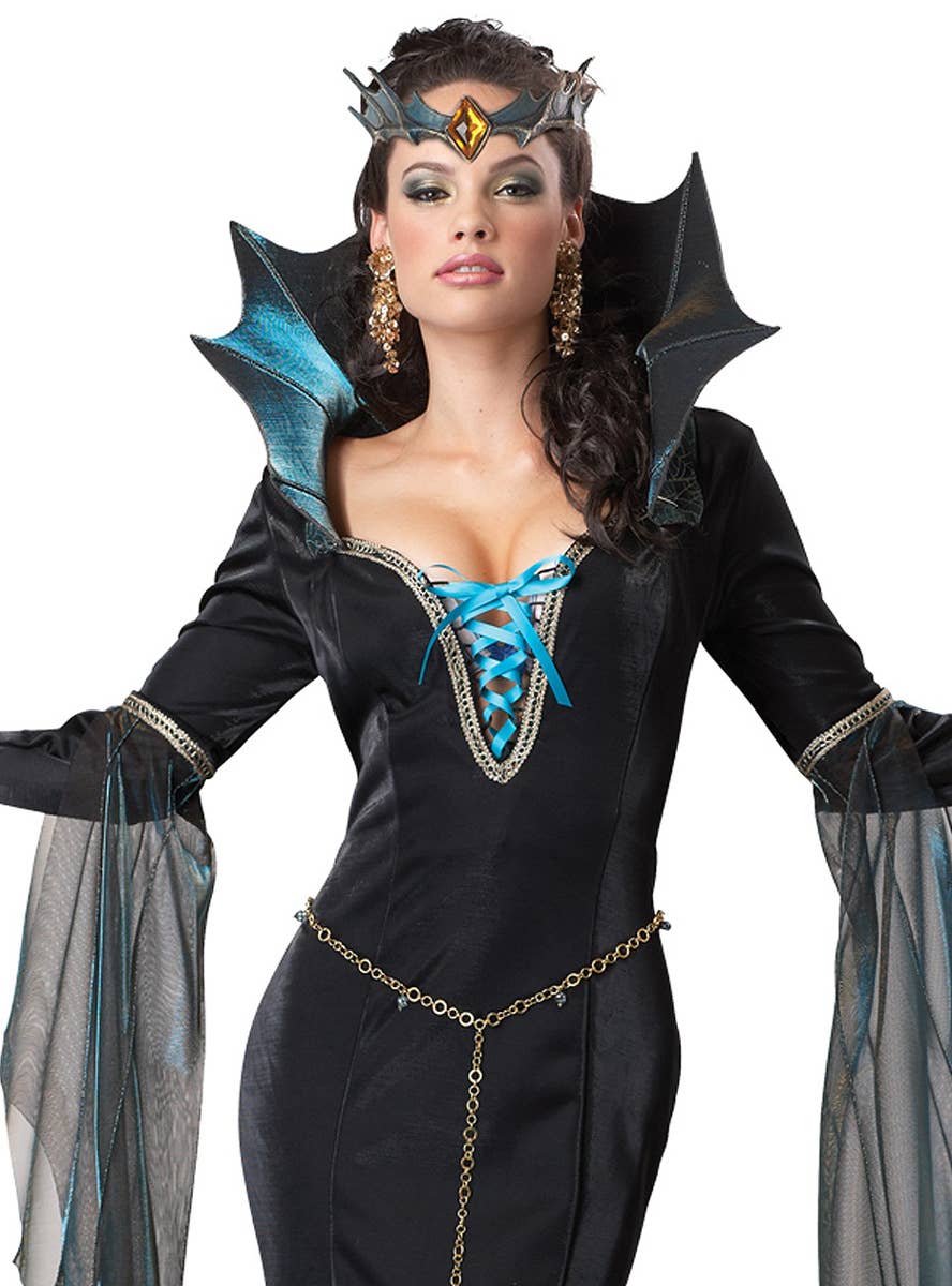 Women's Enchanting Evil Sorceress Halloween Costume Close View