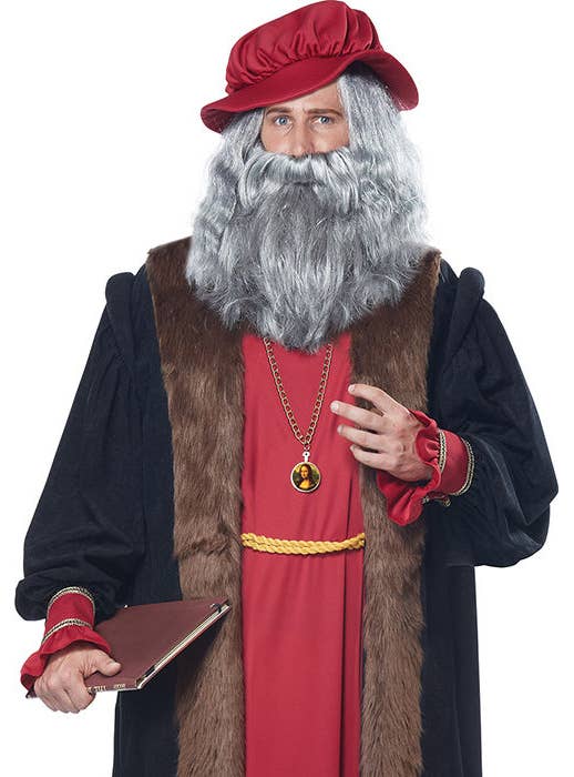 Men's Historical Leonardo Da Vinci Fancy Dress Costume close up