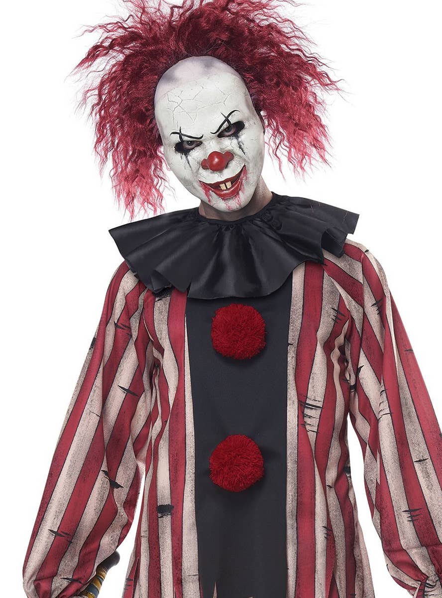 Men's Nightmare Horror Clown Halloween Fancy Dress Costume Close up Image