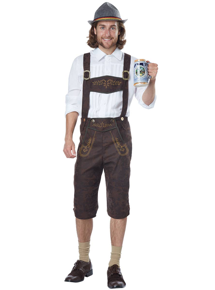 Brown Oktoberfest German Men's Lederhosen Costume