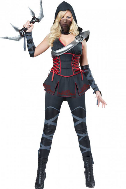 Women's Sexy Japanese Ninja Fancy Dress Costume Front Image