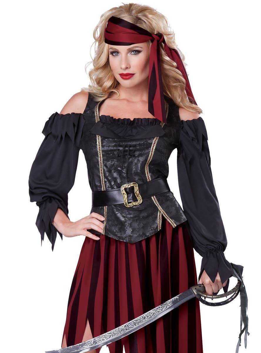 Women's Pirate Queen Of The High Seas Costume Close Up Image