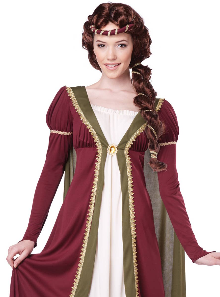 Womens Medieval Maiden Fancy Dress Costume - Close Image