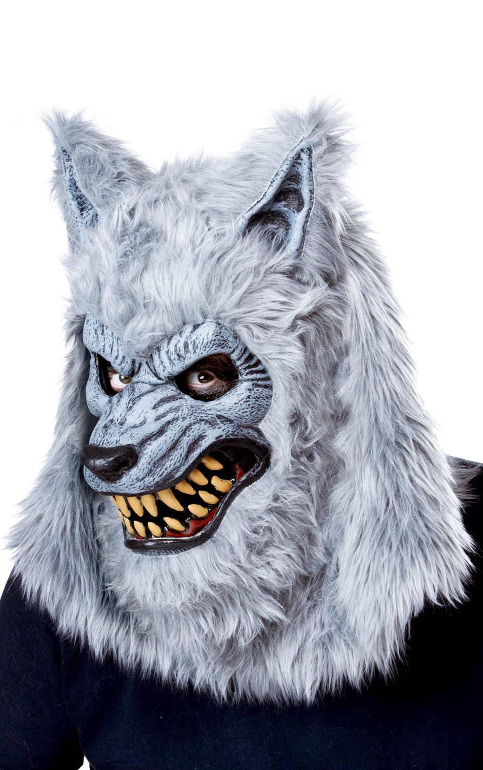 Men's Deluxe Grey Lycan Werewolf Halloween Fancy Dress Costume Close Up Image