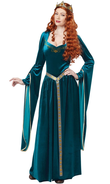 Lady Guinevere Women's Long Blue Medieval Costume Main Image