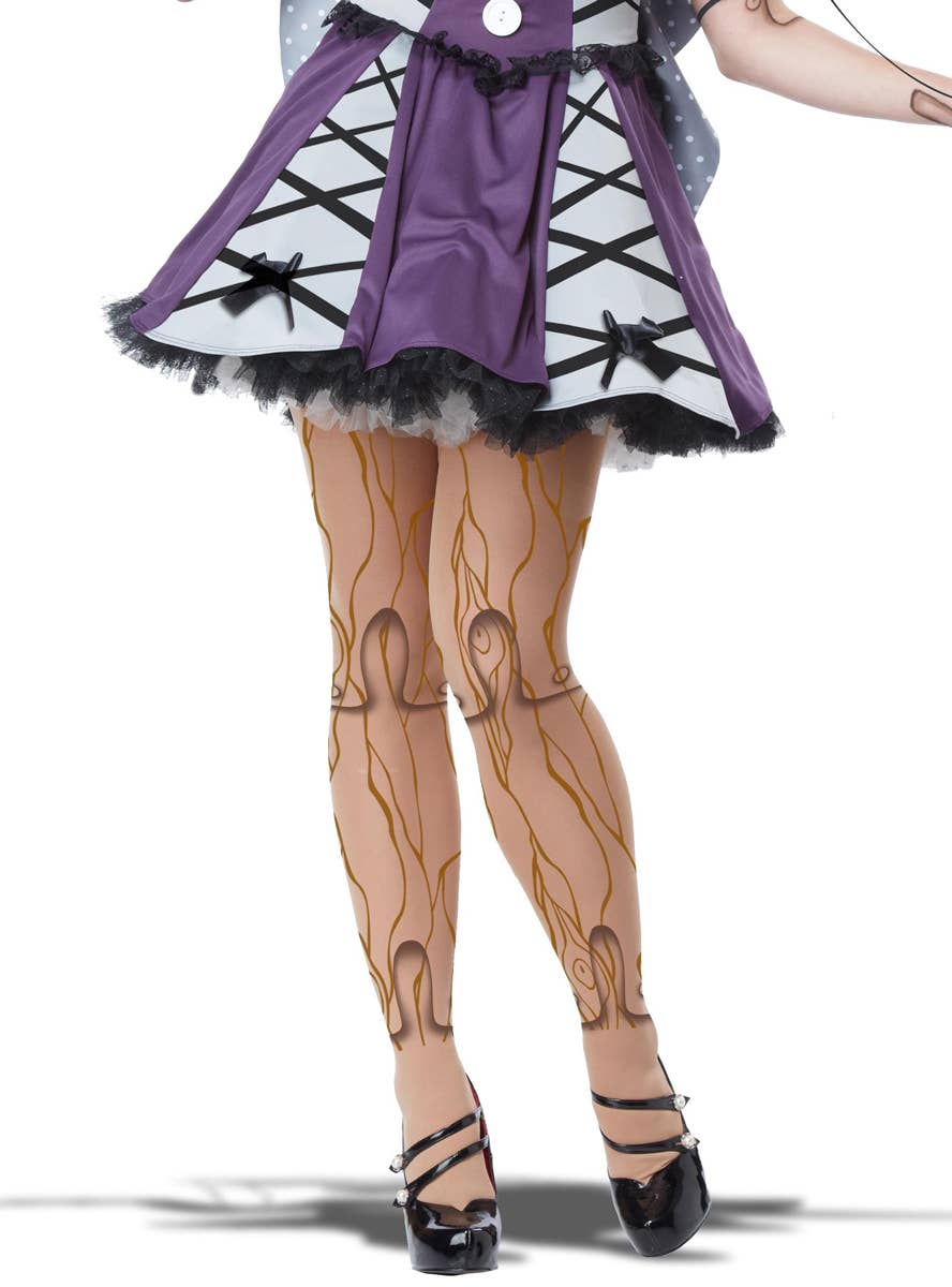 Women's Halloween Marionette Doll Fancy Dress Costume Close Front Image 3