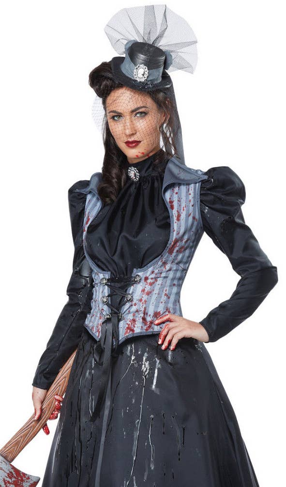 Women's Lizzie Borden Axe Murderess Halloween Fancy Dress Costume Close Image