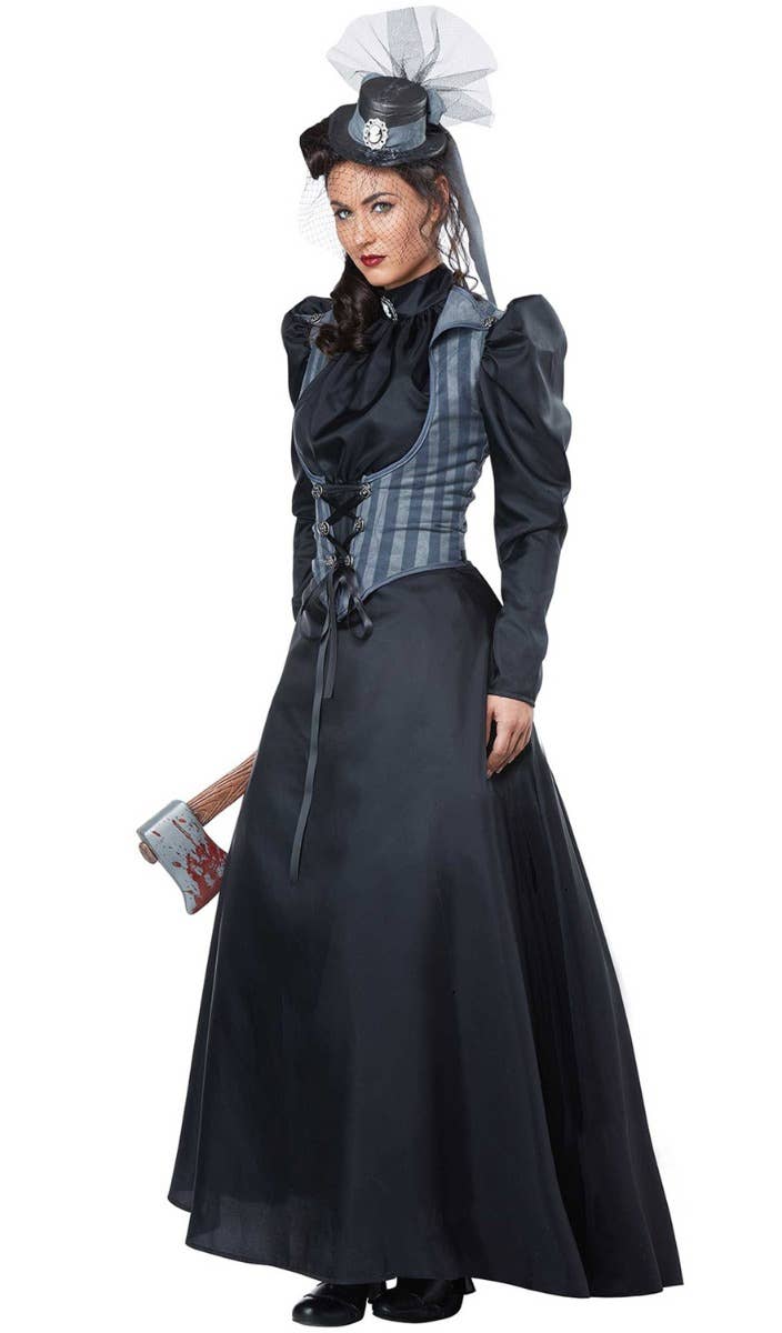 Women's Lizzie Borden Axe Murderess Halloween Fancy Dress Costume Main Image