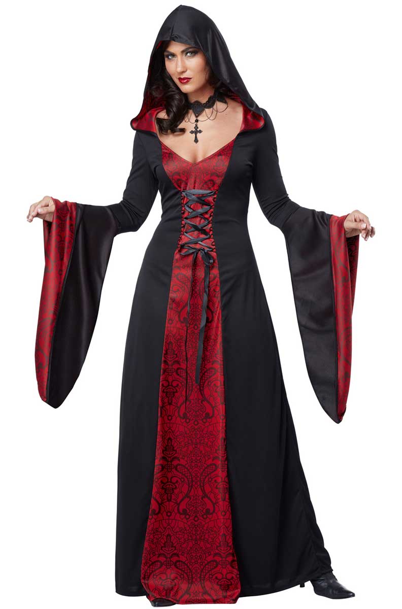 Women's Black and Red Gothic Halloween Costume Robe